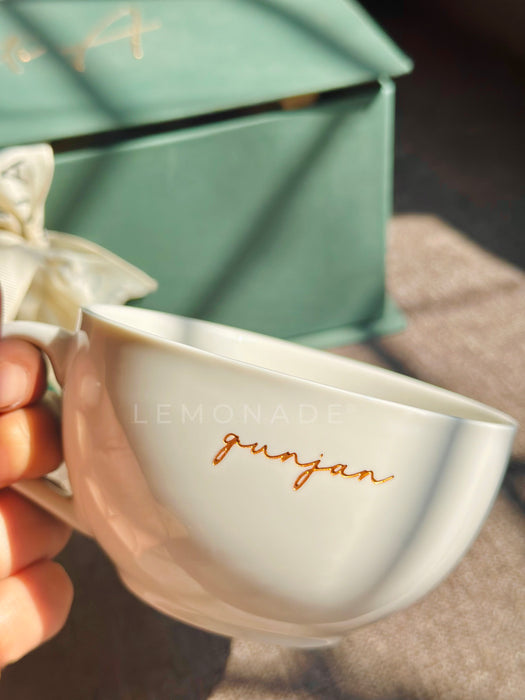 Personalized - Artisan - White Cappuccino Mug - Cursive