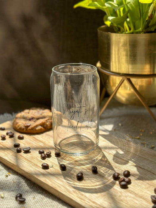 Personalized - Can Glass With Straw - Grande - Cursive