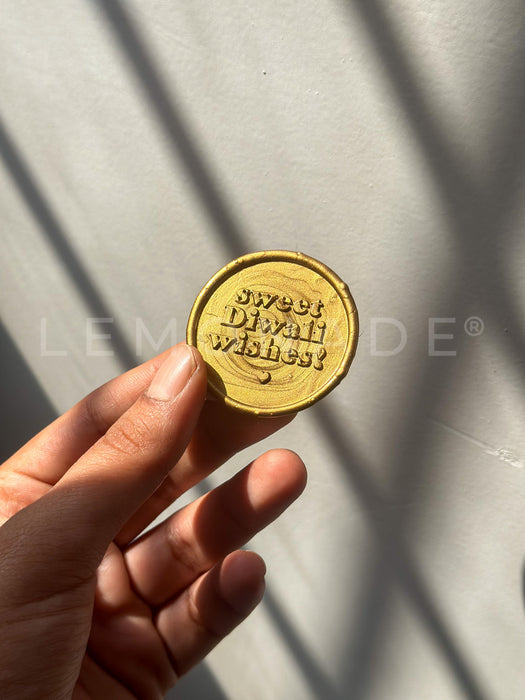 Pre Design - Self Adhesive Wax Buttons - Sweet Diwali Wishes - Gold