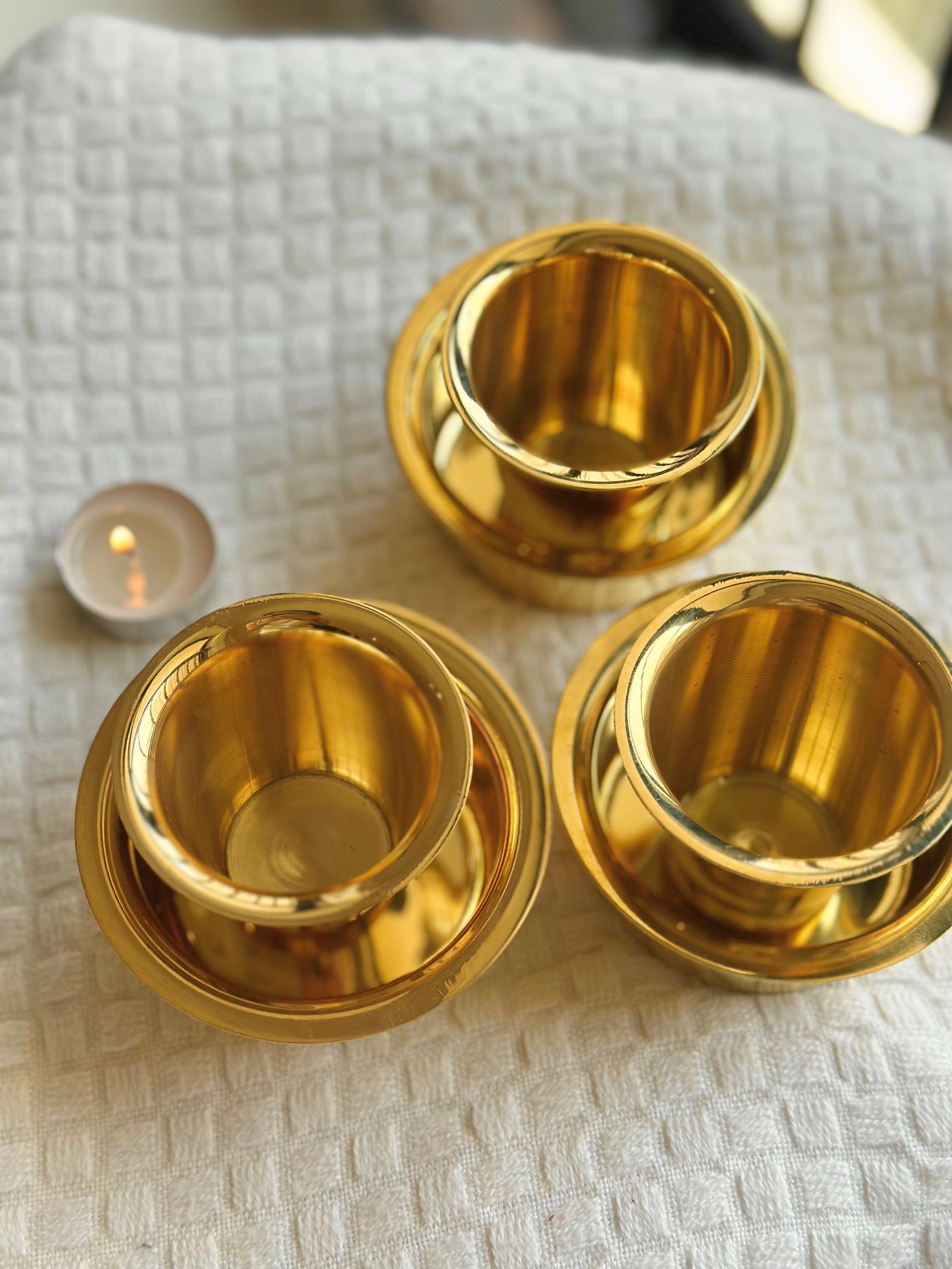 Personalized Vintage Brass Coffee Cup - Set of 2