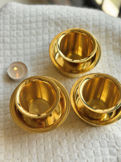 Personalized Vintage Brass Coffee Cup - Set of 2