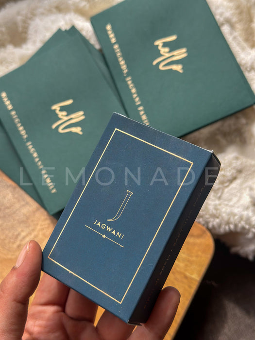 Personalized - Gold Printed Playing Cards - Matte Finish - Monogram - Royal Blue