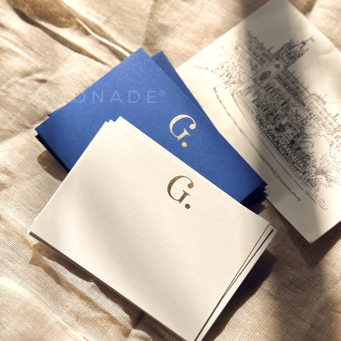 Personalised Gold Foil Notecard & Envelope Set | Initial