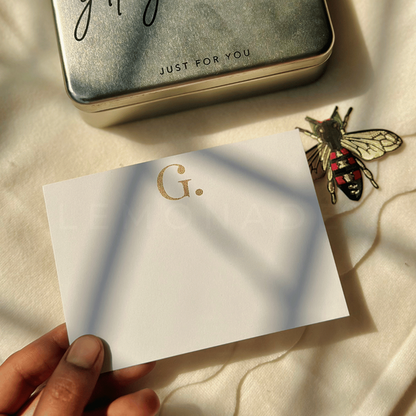 Personalised Gold Foil Notecard & Envelope Set | Initial