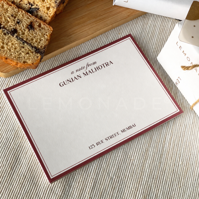 Personalised Notecard & Envelope Set | Signature Marsala