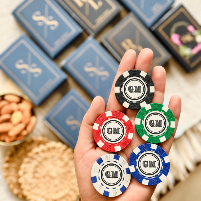 Personalized Poker Set with Metal Case | Initial