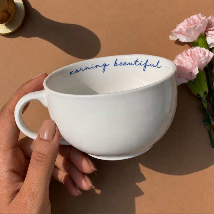 Personalized - Classic White Cappuccino Cup | Cappuccino Mug Rim Print
