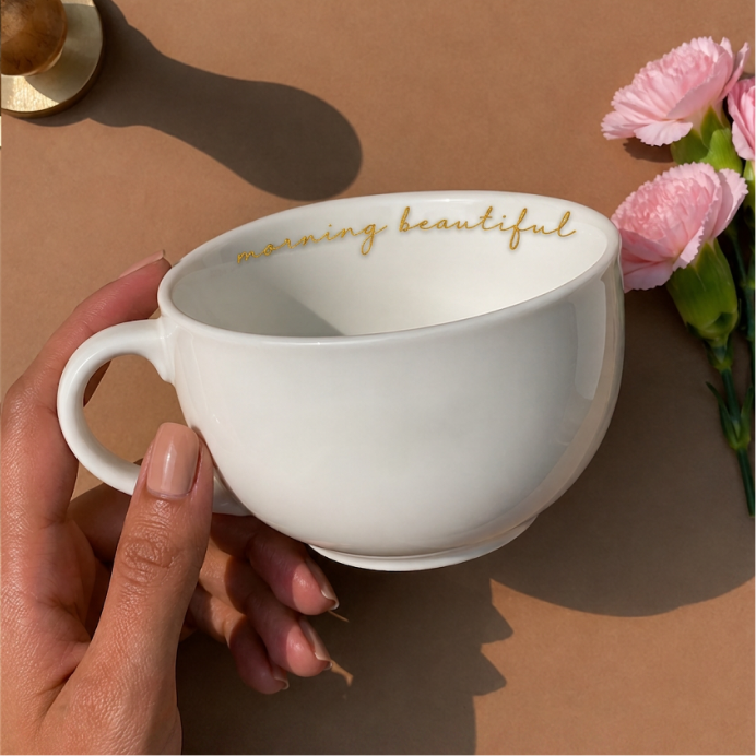 Personalized - Classic White Cappuccino Cup | Cappuccino Mug Rim Print
