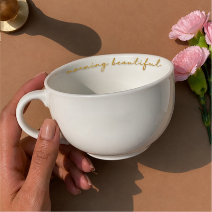 Personalized - Classic White Cappuccino Cup | Cappuccino Mug Rim Print