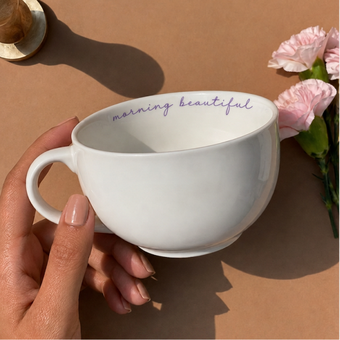 Personalized - Classic White Cappuccino Cup | Cappuccino Mug Rim Print