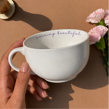 Personalized - Classic White Cappuccino Cup | Cappuccino Mug Rim Print