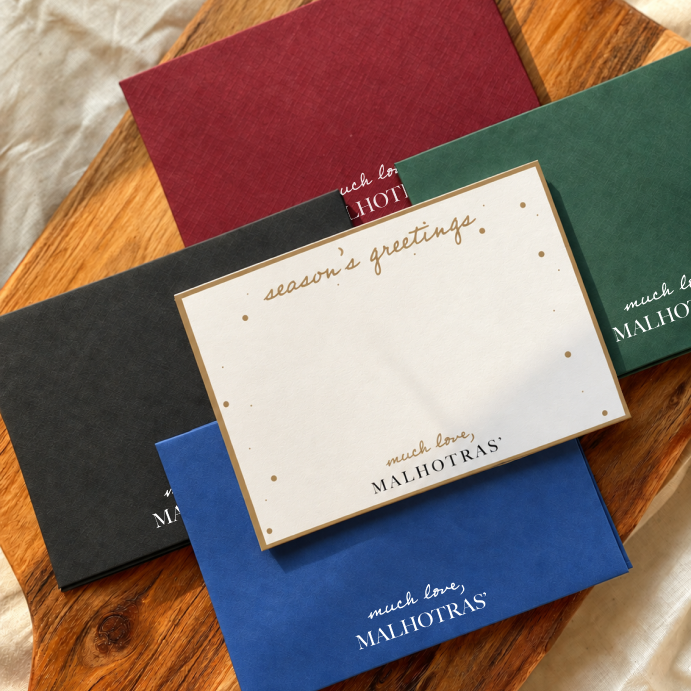 Personalised Gold Foil Notecard & Envelope Set | Season Greetings