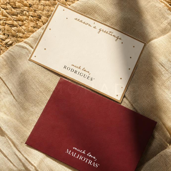 Personalised Gold Foil Notecard & Envelope Set | Season Greetings