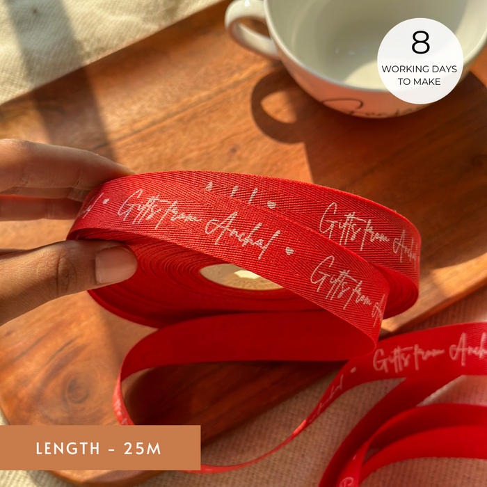 Personalized - Twill Ribbon - Red - 20mm