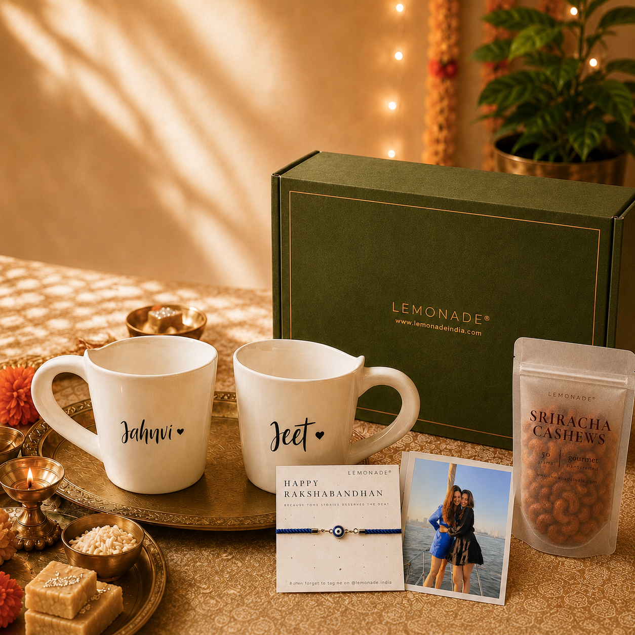 Personalized Sibling Cups Rakhi Hamper