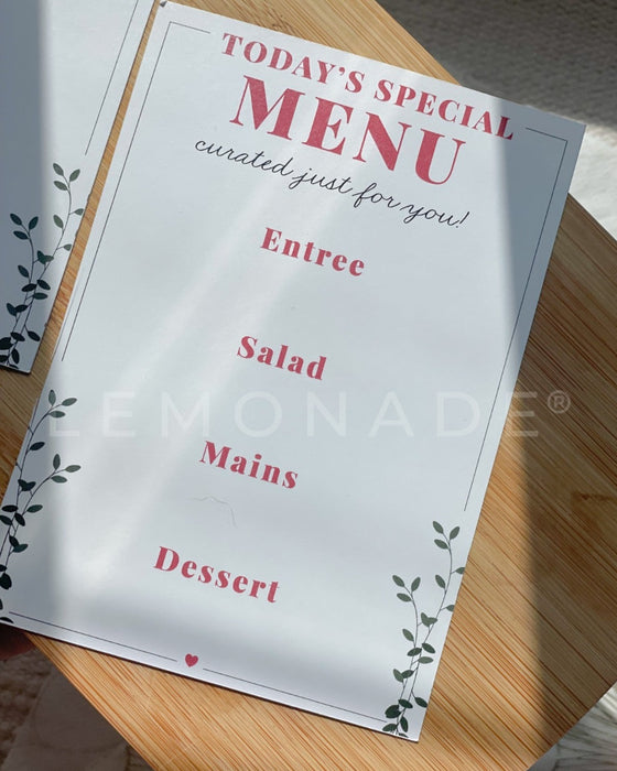 Personalized - Menu Card - Today's Special