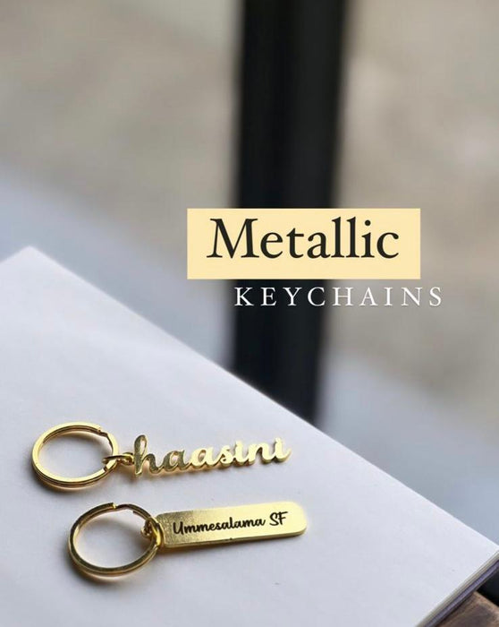 Personalized - Metal Keychain Plate - Gold