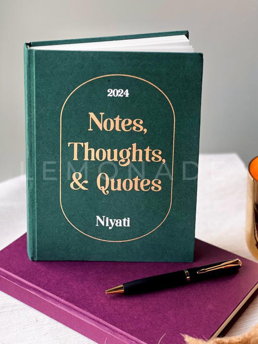 Personalized - Hardbound Book - Emerald Green - Notes, Thoughts & Quotes