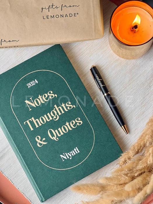 Personalized - Hardbound Book - Emerald Green - Notes, Thoughts & Quotes