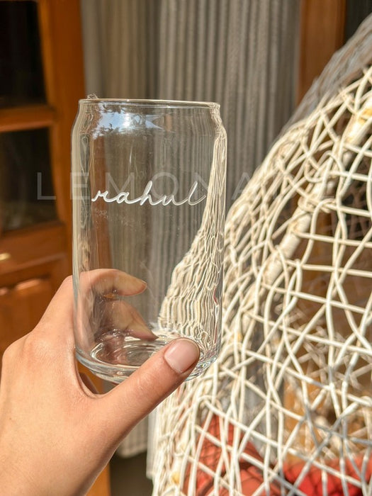 Personalized - Artisan Can Glass With Straw - Cursive | Artisan Collection