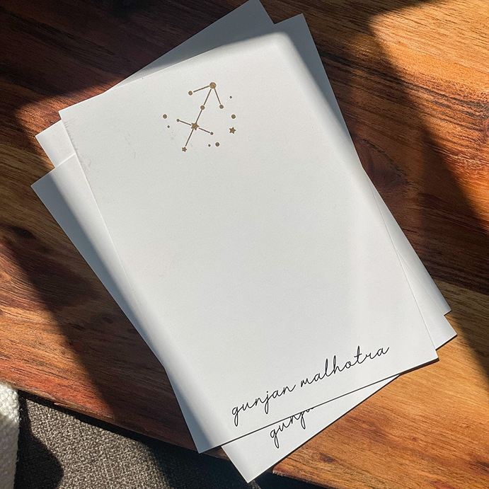 Personalised Gold Foil Notecard & Envelope Set | Zodiac