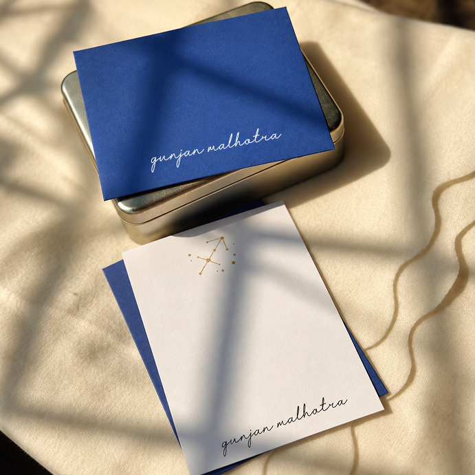 Personalised Gold Foil Notecard & Envelope Set | Zodiac