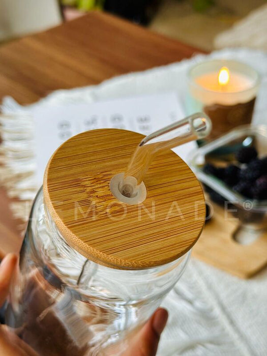 Can Glass With Lid & Straw - LemonadeHome