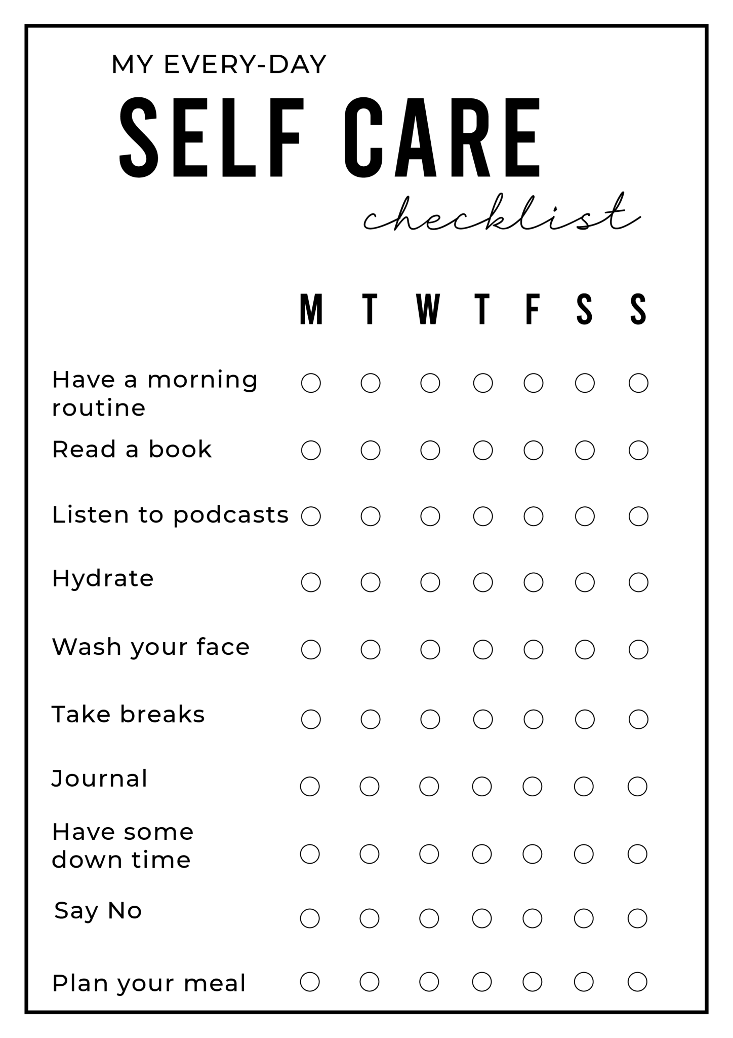Digital Downloads - Habit Tracker - Self Care Check List - LemonadeDigital Downloads