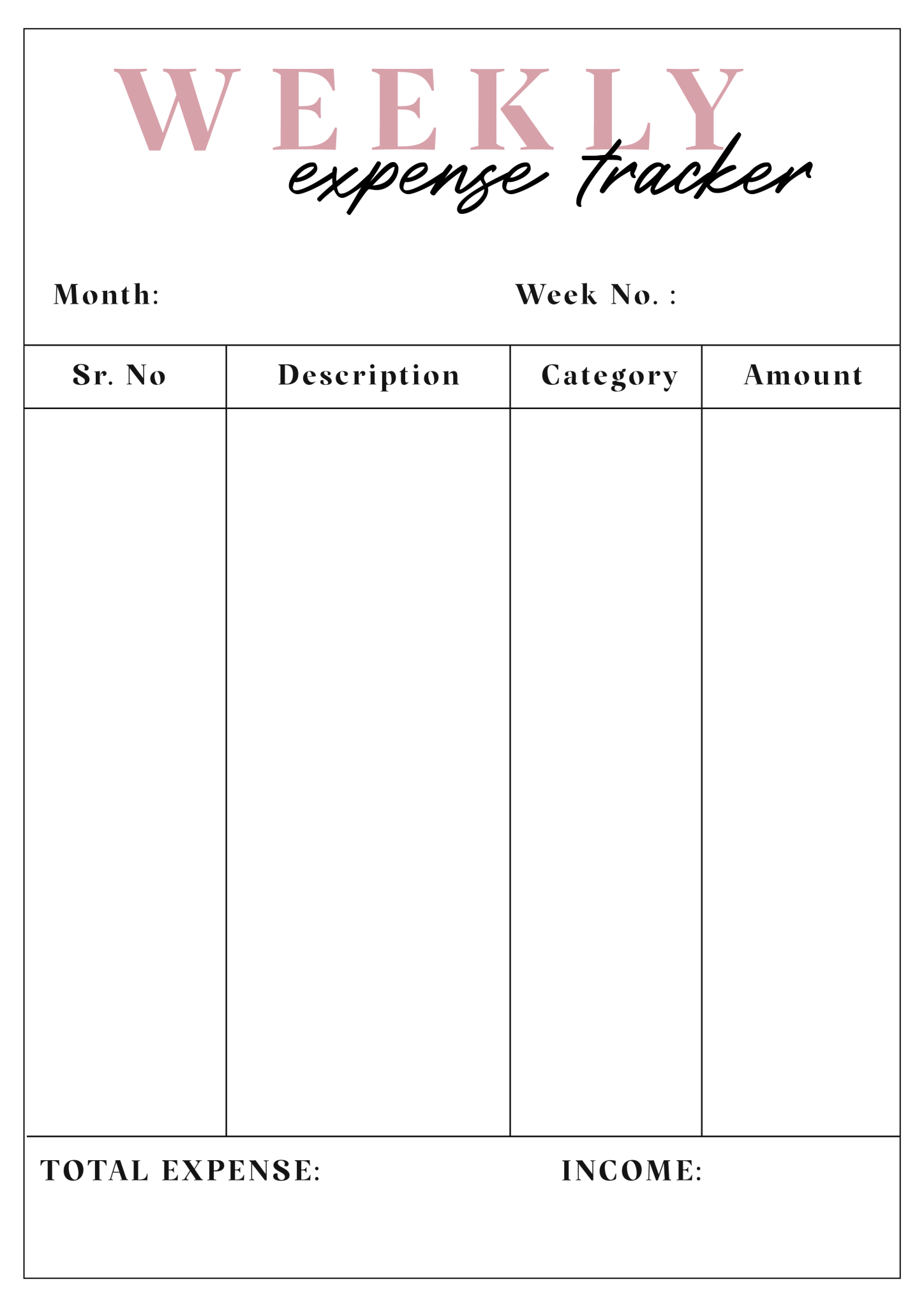 Digital Downloads - Weekly Expense Tracker - LemonadeDigital Downloads
