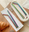 Eco - friendly Stainless Steel Straws - Holographic - Set of 4 + Cleaner - LemonadeHome