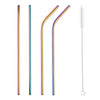 Eco - friendly Stainless Steel Straws - Holographic - Set of 4 + Cleaner - LemonadeHome