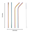 Eco - friendly Stainless Steel Straws - Holographic - Set of 4 + Cleaner - LemonadeHome