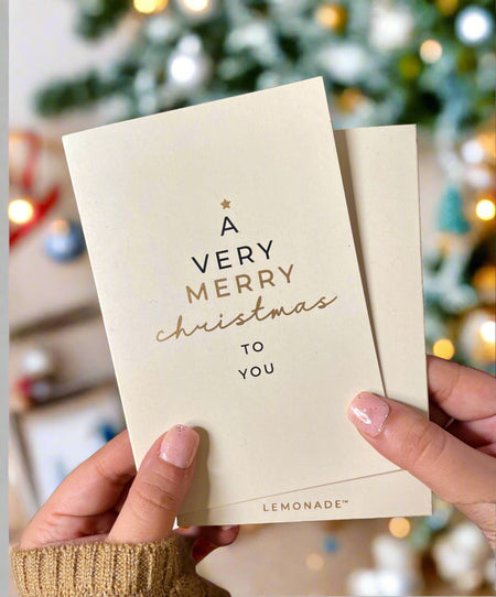 Gold Printed Greeting Cards - Very Merry Christmas - LemonadeStationery