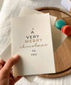 Gold Printed Greeting Cards - Very Merry Christmas - LemonadeStationery