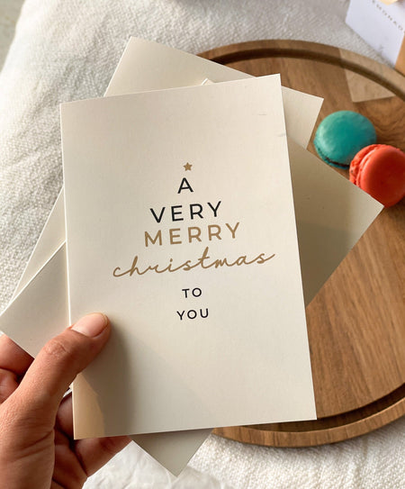 Gold Printed Greeting Cards - Very Merry Christmas - LemonadeStationery