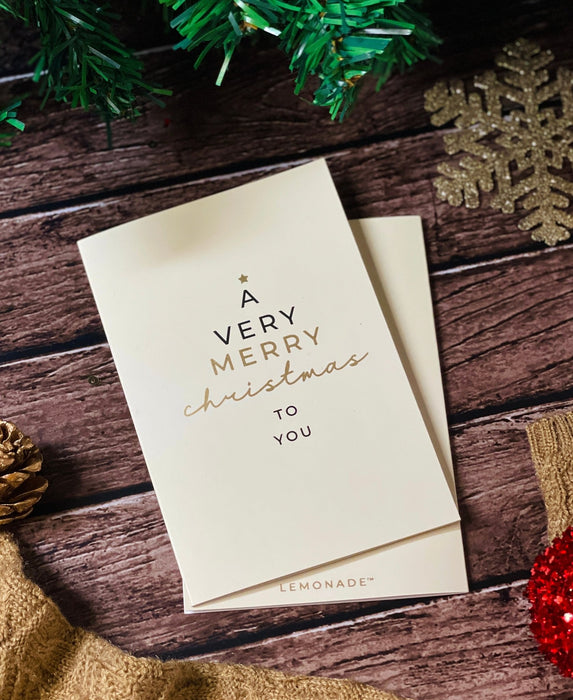 Gold Printed Greeting Cards - Very Merry Christmas - LemonadeStationery