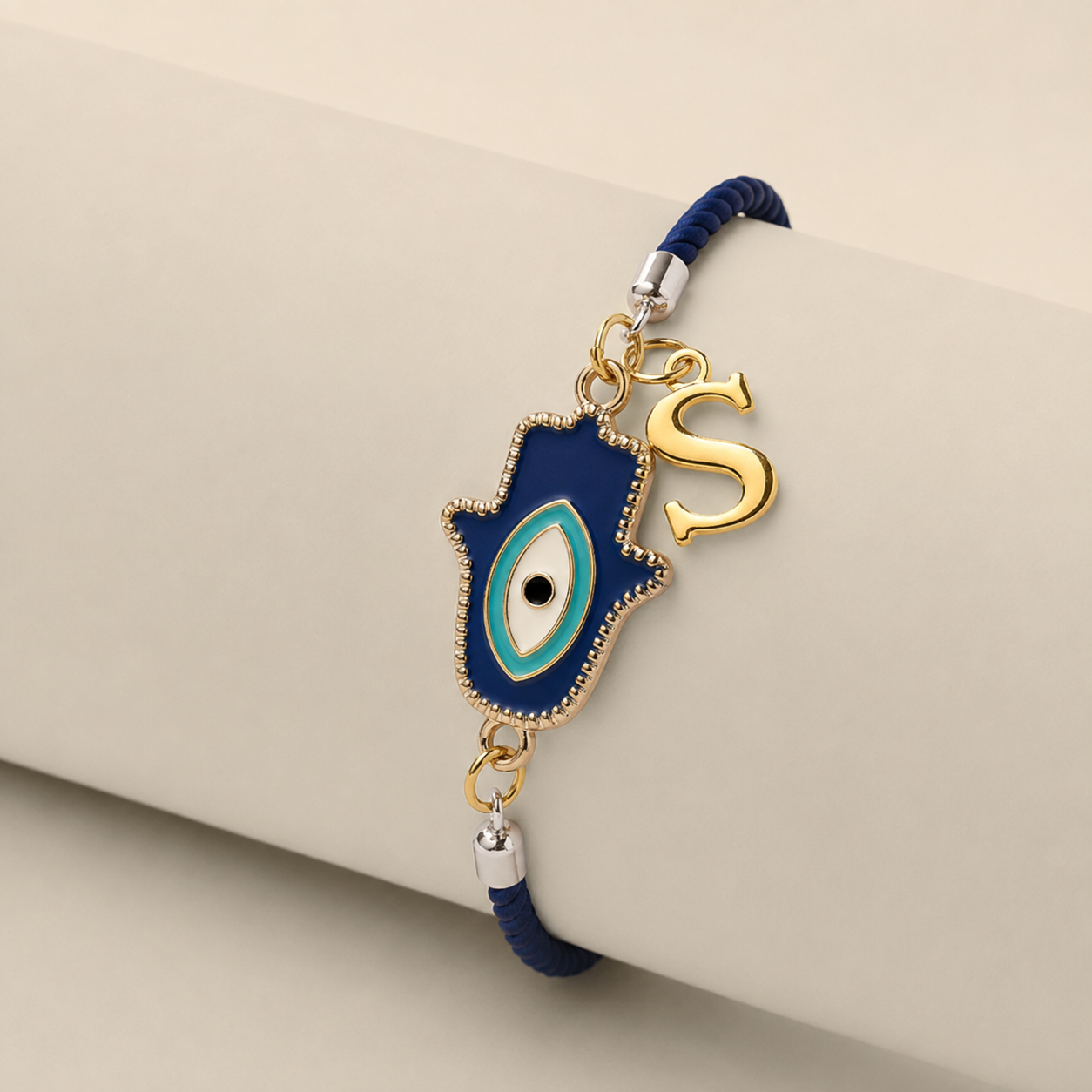 Personalized Hamsa Rakhi with Initial | Assorted Thread