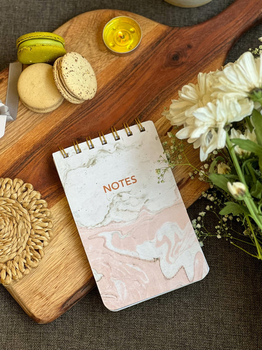 Hardbound Spiral Notepad - Notes - Pink Marble - LemonadeStationery