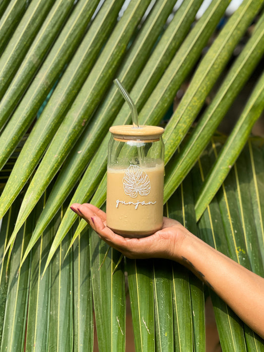 Personalized - Can Glass - Leafy - With Straw