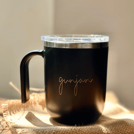 Insulated Travel Mug - Timeless - Cursive - LemonadeHome