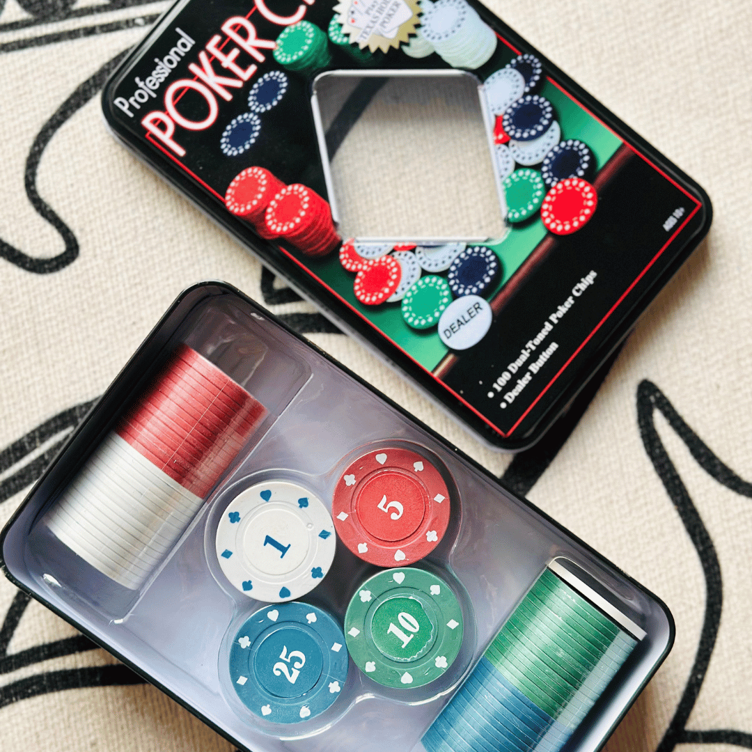 Non Personalized - Poker Set - 100 Chips with Tin Box - LemonadeLuxe Gifting