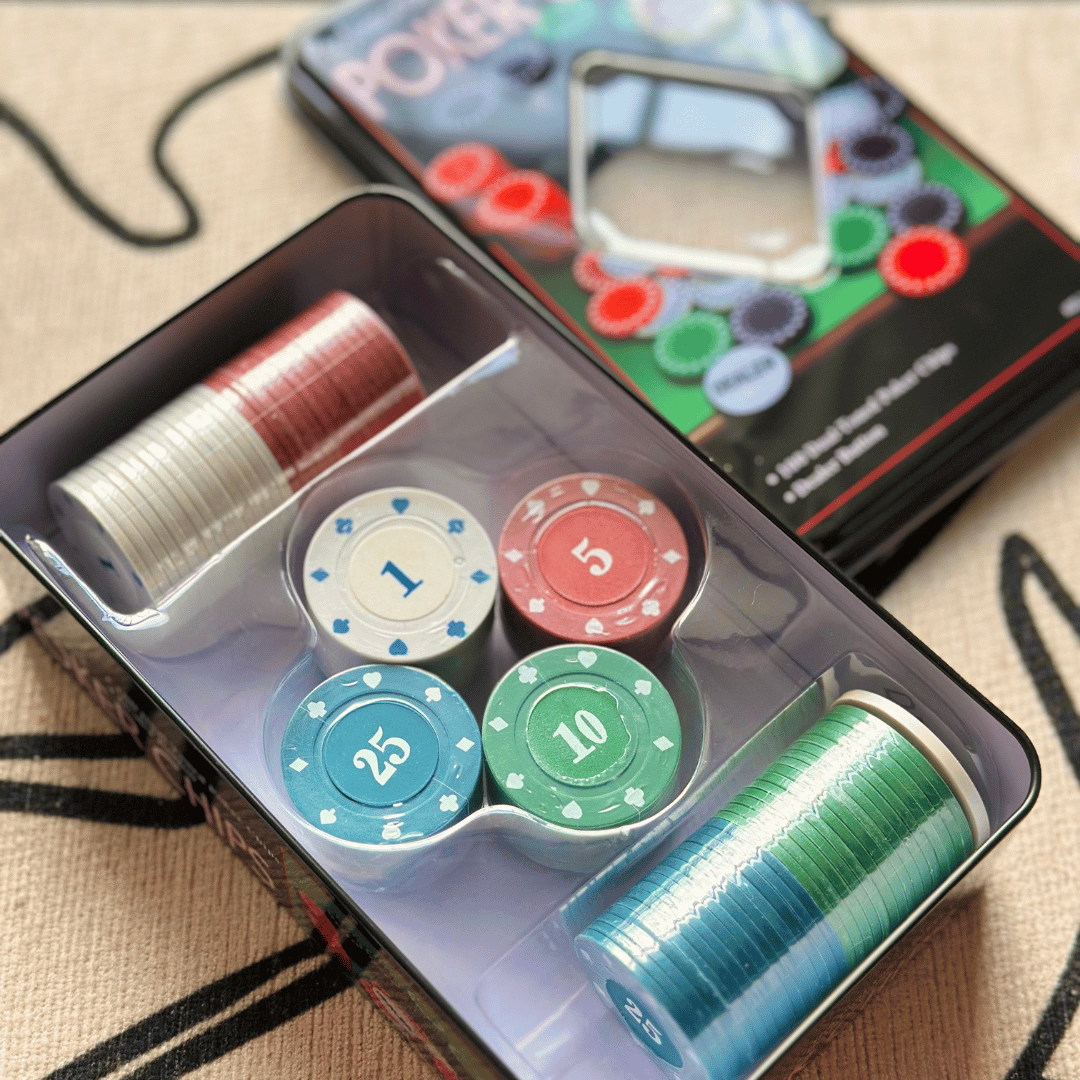 Non Personalized - Poker Set - 100 Chips with Tin Box - LemonadeLuxe Gifting