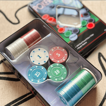 Non Personalized - Poker Set - 100 Chips with Tin Box - LemonadeLuxe Gifting