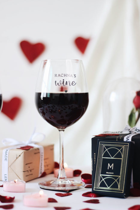 Personalized - Amore Wine Glass Pair - Set of 2 | Heart - LemonadeHome