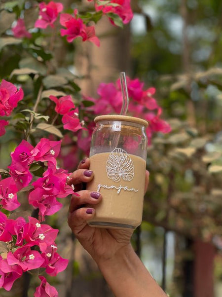 Personalized - Artisan Can Glass - Leafy - With Straw | Artisan Collection - LemonadeHome