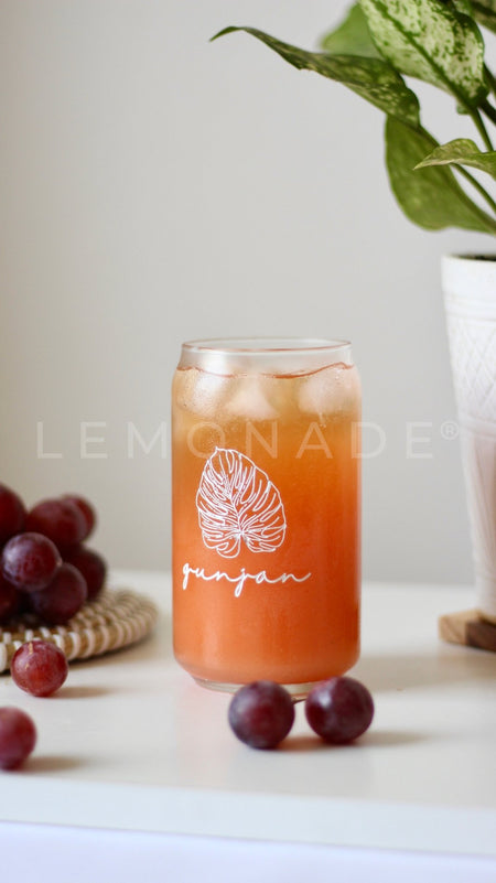 Personalized - Artisan Can Glass - Leafy - With Straw | Artisan Collection - LemonadeHome