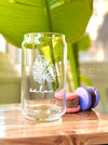 Personalized - Artisan Can Glass - Leafy - With Straw | Artisan Collection - LemonadeHome