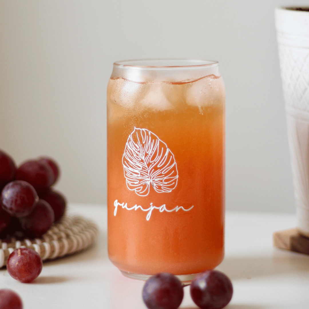 Personalized - Artisan Can Glass - Leafy - With Straw | Artisan Collection - LemonadeHome