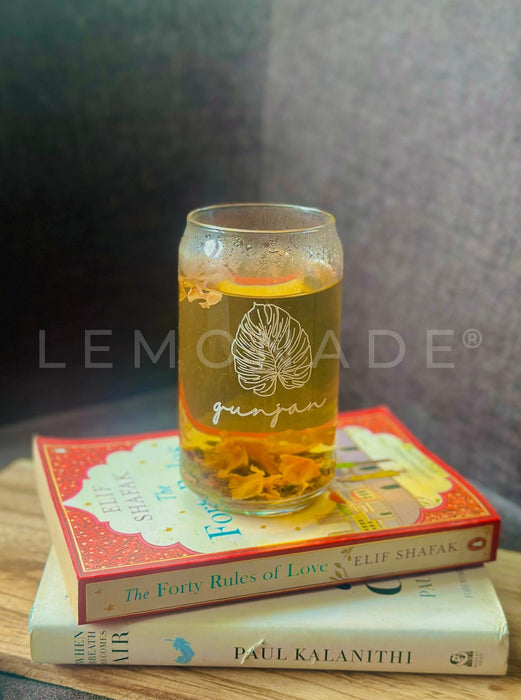 Personalized - Artisan Can Glass - Leafy - With Straw | Artisan Collection - LemonadeHome