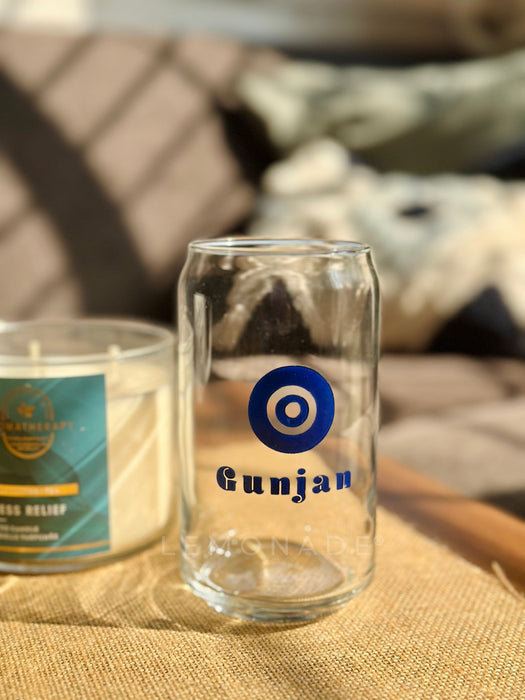 Personalized - Artisan Can Glass With Straw - Evil Eye | Artisan Collection - LemonadeHome